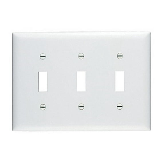Pass & Seymour Legrand TP3-W 3-Gang Toggle Light Switch Wall Plate, Trademaster Size Cover, Unbreakable Nylon, White