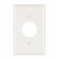 thumbnail image 1 of Pass & Seymour Legrand TP7-W 1-Gang Single Outlet Receptacle Cover Wall Plate, 1.406" Diameter Opening, Trademaster Size, Unbreakable Thermoplastic, White, 1 of 2