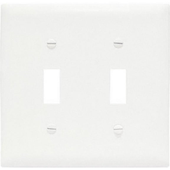 Pass and Seymour TPJ2-W White Trademaster Jumbo Two Gang Toggle Light Switch Wall Plate