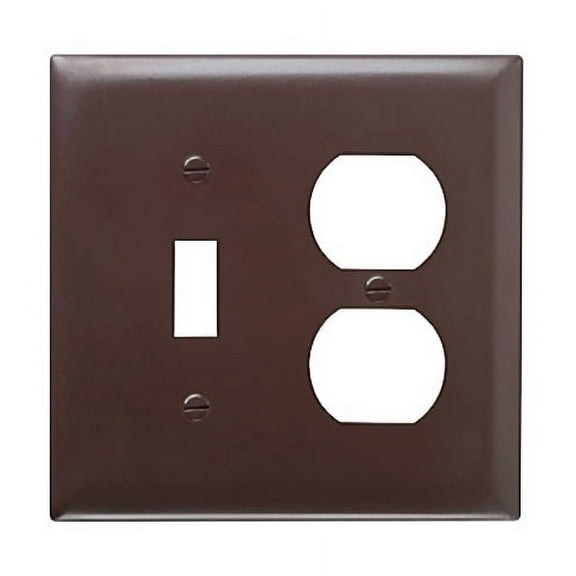 Pass & Seymour TradeMaster Brown TP18 Smooth Nylon 2-Gang Combination Toggle Duplex Wallplate