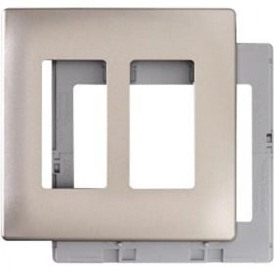 Two-Gang Screwless Decorator Wall Plate, Nickel