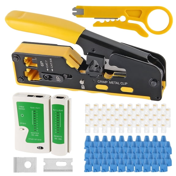 Pass Through RJ45 Crimp Tool Kit Ethernet Crimper CAT5 Cat5e Cat6 Crimping Tool Kit