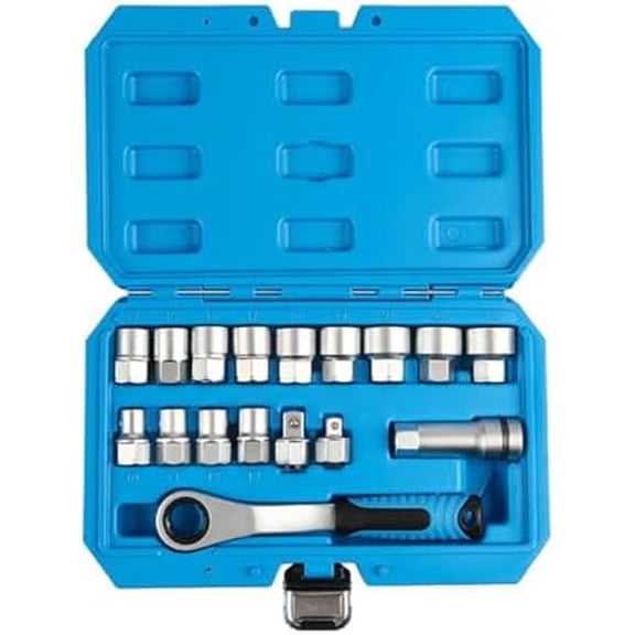 Pass Through Socket Set,Chrome Vanadium Steel Metric Sizes 10-24 Mm For Automotive Repair And Machine Maintenance,17-Piece$$Tools & Hardware Other