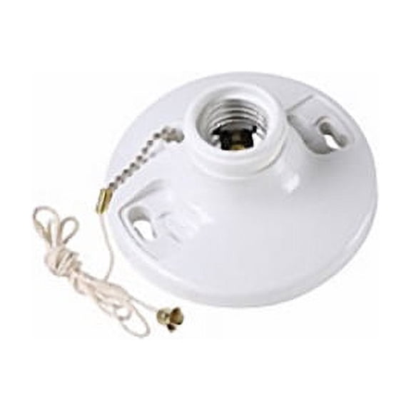 Legrand Pass & Seymour 280WH 250W 250V Medium Base E26 Lampholder, Phenolic, Pull Chain, White (1 Count)
