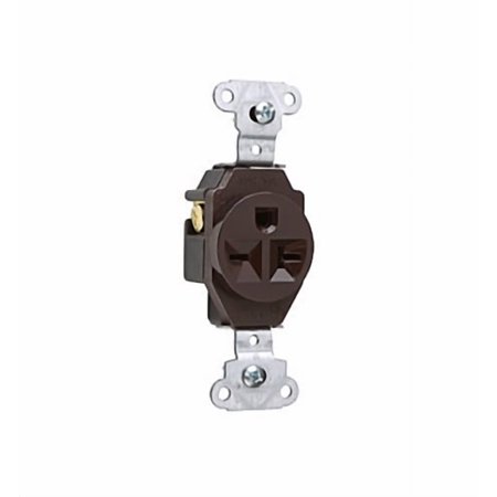 Legrand Pass & Seymour 5851 Single Receptacle Outlet, Specification Grade, 20 Amp 250V, NEMA 6-20R, Side Wire, Brown (1 Count)