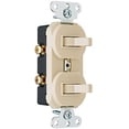 thumbnail image 1 of Pass and Seymour 690-I Non-Grounding Combination Dual Toggle Light Switches, Ivory, 1 of 1