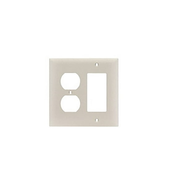 Pass & Seymour Legrand TP826-LA 2-Gang Combination Duplex Receptacle Outlet & Decorator GFCI Rocker Switch Wall Plate, Unbreakable Nylon, Trademaster Size Cover, Light Almond
