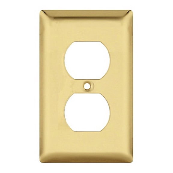 Pass and Seymour SB8-PB Polished Brass Single Gang Duplex Receptacle Wall Plate