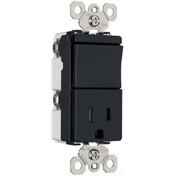 Pass and Seymour TM818BKCC BLACK Decorator Combination Switch Outlet Receptacle