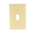 thumbnail image 1 of Pass & Seymour Legrand TP1-I 1-Gang Toggle Switch Wall Plate, Unbreakable Nylon Cover, Trademaster Size, Ivory, 1 of 3