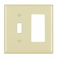 thumbnail image 1 of Pass & Seymour Legrand TP126-I 2-Gang Combination Toggle Switch Decorator GFCI Rocker Switch Wall Plate, Trademaster Size, Unbreakable Nylon, Ivory, 1 of 2