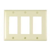 Pass & Seymour Legrand TP263-LA 3-Gang Decorator GFCI Rocker Switch Wall Plate, Unbreakable Nylon, Trademaster Size Cover, Light Almond