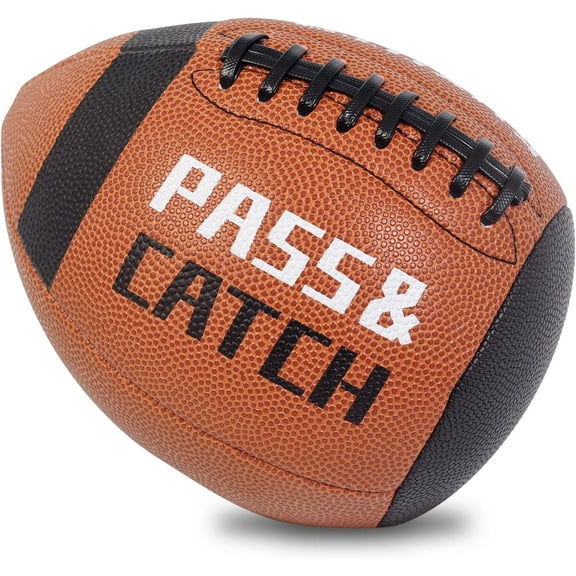 PassCatch Training Football, Peewee Size(Ages 3-9) Kids/Youth (Ages 7-13) Official Size(Ages 13+), Fatherless Bounce Back Leather Football Improving Enhance Solo Passing Catching Skills(Deflated)