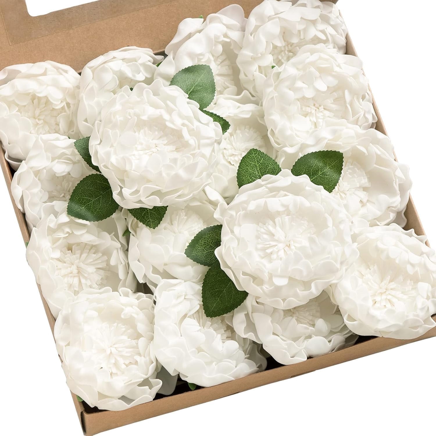 Passage 7 Flowers 16pcs Burnt Orange Rust Blooming Peonies Artificial Flowers with Stem, Artificial Peony Flowers for DIY Wedding Decorations Centerpieces Bouquets Boutonnieres (White)