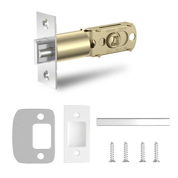 Passage Adjustable Door Latch, 9/32 in. and 1/4 in. Square Drive, Steel, Brass Finish