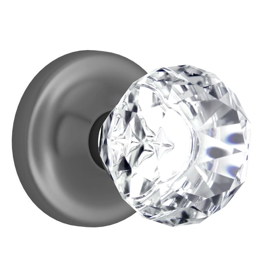 Passage Diamond Round Brilliant Crystal Door Knobs Dark Grey Round Rosette