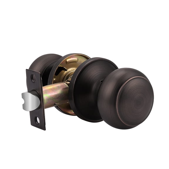 Passage Doorknob Oil Rubbed Bronze 2 Pack Interior Round Rosette Classic Colonial
