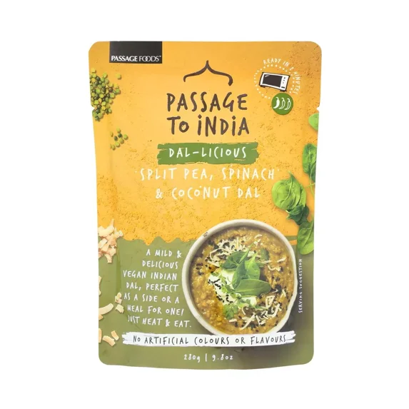 Passage Foods Dal Coconut Spinach Pea 9.8 oz (Pack Of 6)