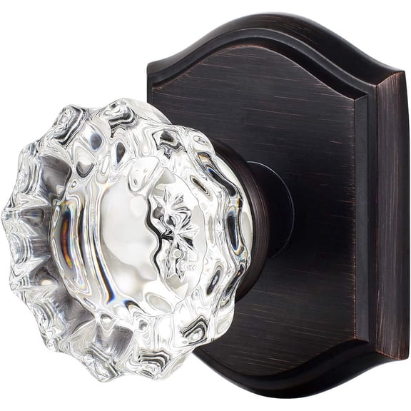 Passage Glass Door Knobs Interior, Antique Crystal Door Knobs for Hall Closet, Oil Rubbed Bronze Door Knob