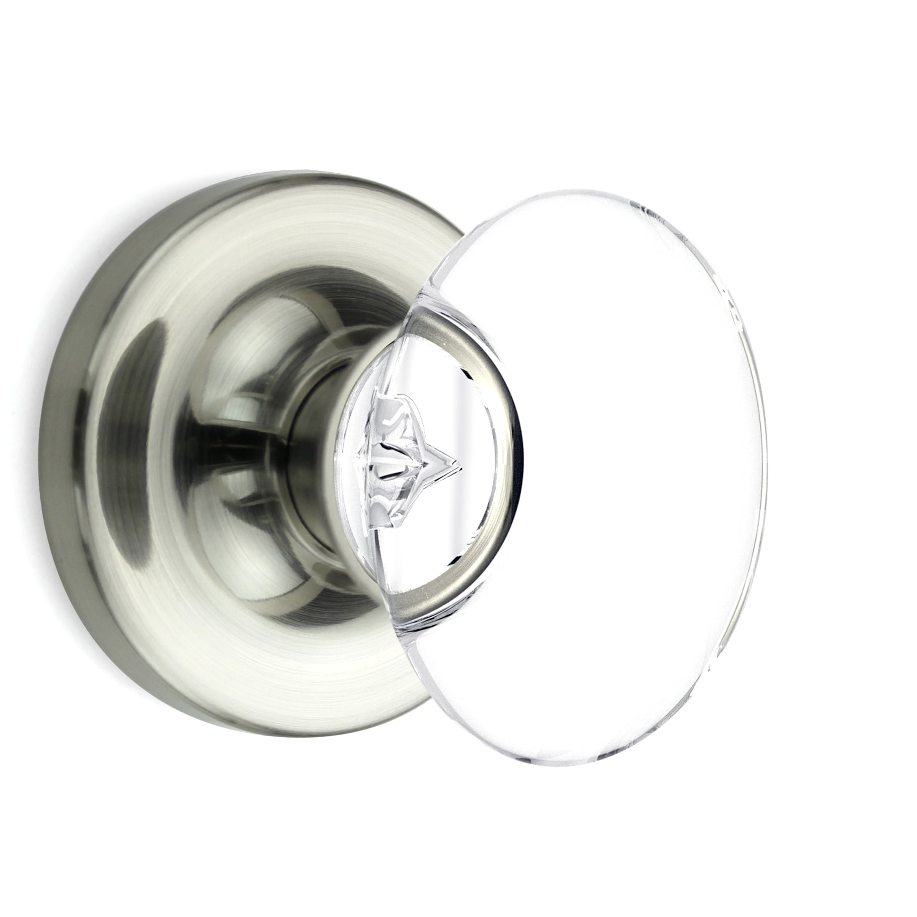 Passage Oval Egg Crystal Door Knobs Satin Nickel Round Rosette