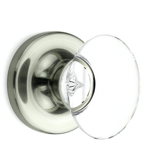 Passage Oval Egg Crystal Door Knobs Satin Nickel Round Rosette
