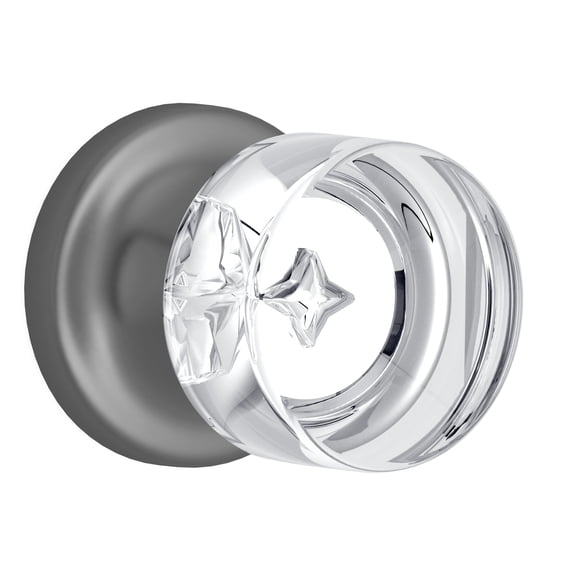 Passage Round Crystal Door Knobs Dark Grey Round Rosette