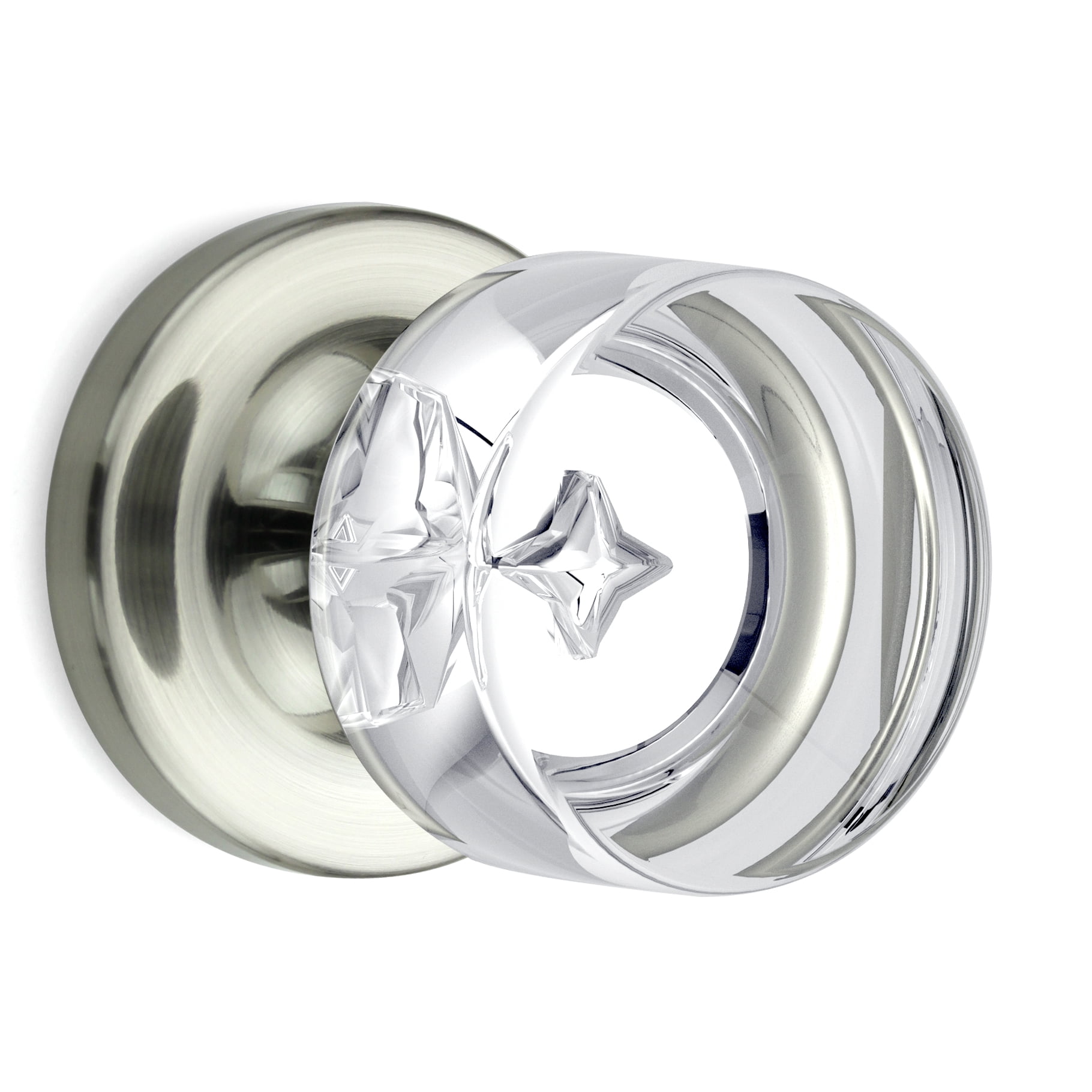 Passage Round Crystal Door Knobs Satin Nickel Round Rosette