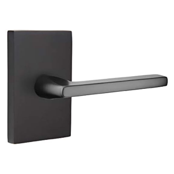 Passage Set, Modern Rectangular Rosette, Helios Lever, Flat Black, LH