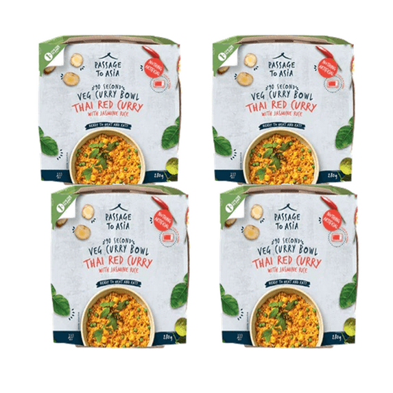 Passage To Asia Thai Red Veg Curry Bowl, 4-Pack 9.9 oz. Package