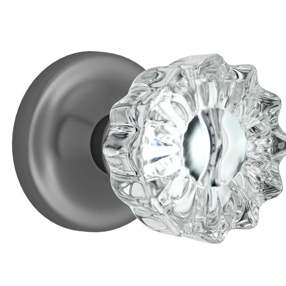 Passage Vintage Fluted Crystal Door Knobs Dark Grey Round Rosette