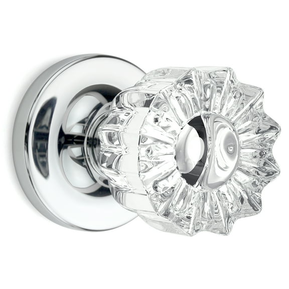 Passage Vintage Fluted Crystal Door Knobs Polished Chrome Round Rosette
