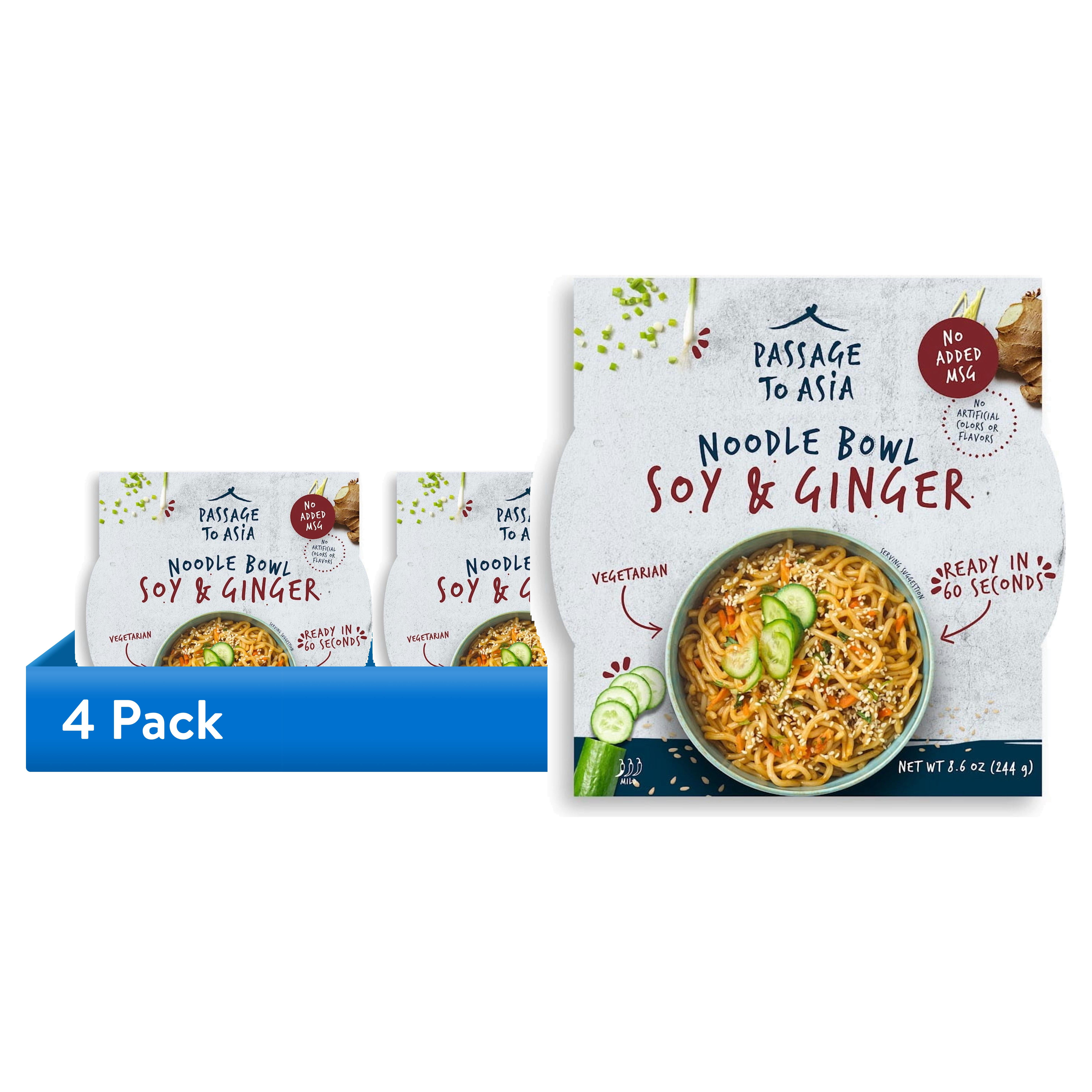 (4 pack) Passage to Asia Soy Ginger Noodle Bowl, 8.6 oz