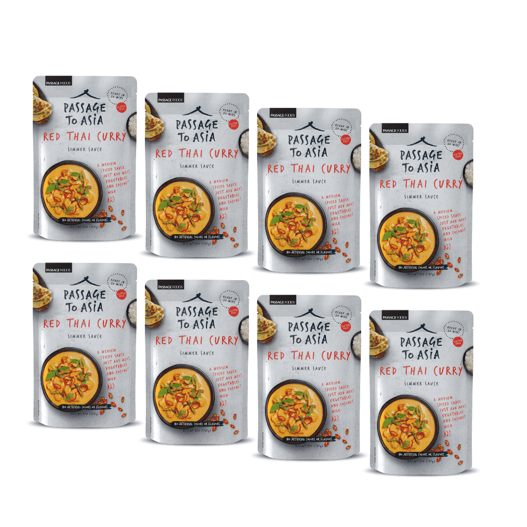 Passage to Asia Stir Fry Sauce - Red Thai Curry - Authentic Restaurant Quality - Quick Meal Prep in Under 20 Minutes - 8 Pack (7oz each)