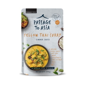 Passage to Asia Yellow Thai Curry Sauce, Mild Yellow Curry Stir Fry & Simmer Sauce, Just Add Coconut Milk, No Artificial Ingredients, Serves 4, 7 oz Pouch