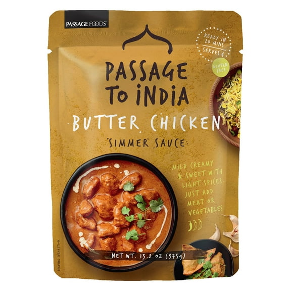 Passage to India Butter Chicken Simmer Sauce - 20 Minute Authentic Indian Curry, 13.2 oz by Passage Foods