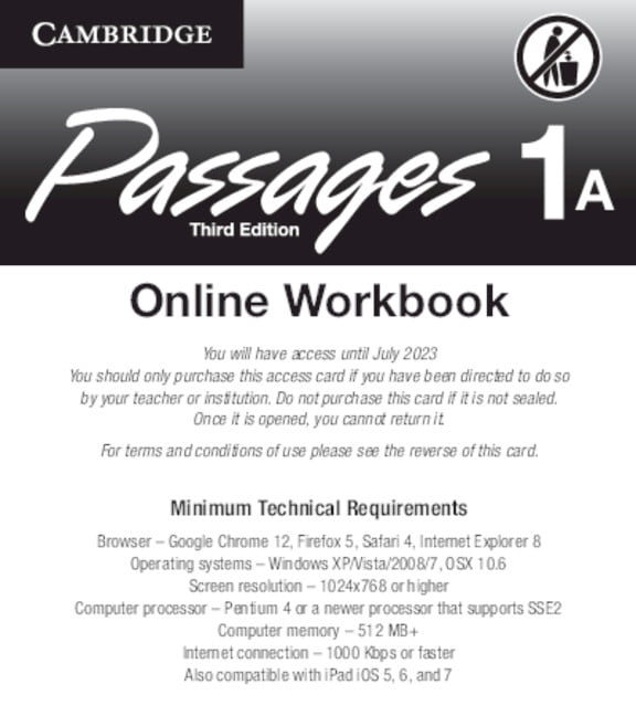 license　3)　key)　Workbook　Passages:　(Digital　Activation　Code　a　(Edition　Card　Passages　Online　Level　product