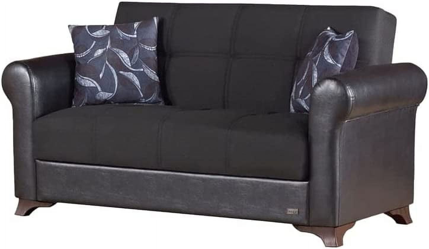 Passaic Mid Century Modern Convertible Loveseat with Storage 65” Black