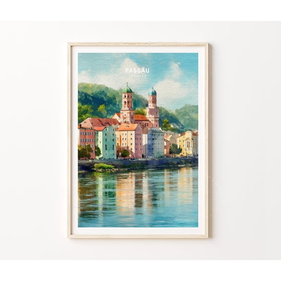 Passau Germany Three Rivers City Historic Landscape Wall Art, Unframed Paper Poster 8x10in