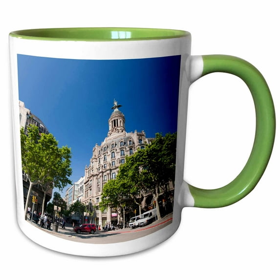 3drose, Passeig De Gracia, Barcelona, Spain - Eu27 Spi0122 - Sergio Pitamitz, 15oz Two-tone Green Mug