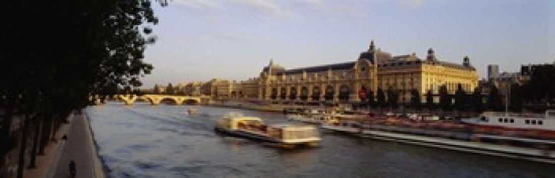 Passenger Craft In A River Seine River Musee DOrsay Paris France Canvas Art - Panoramic Images (18 x 6)