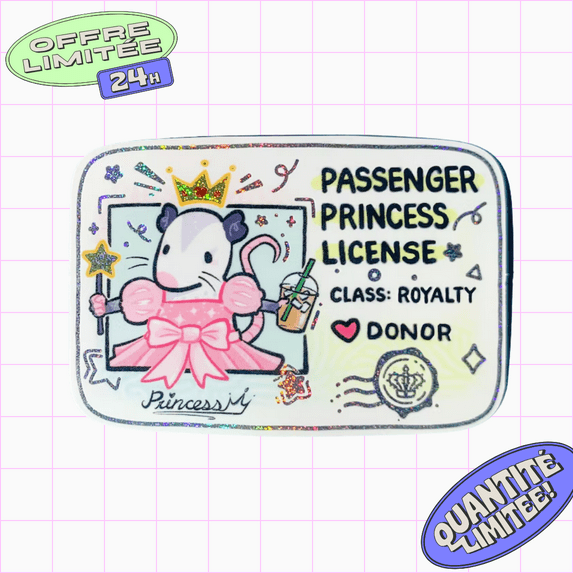 Passenger Princess Sticker | Opossum Driver Design | Cute Sticker for Car, Laptop, Water Bottle, Phone (3x3inch)