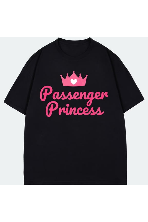 Passenger Princess T Shirt Black Crown And Heart Print For Casual Wear