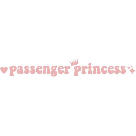 Passenger Princess Vinyl Sticker, Funny Decal for Car Window, Rearview Mirror and Vehicle Accessories, Cute Girly Design for Women and Girls (0.63" x 4.9")