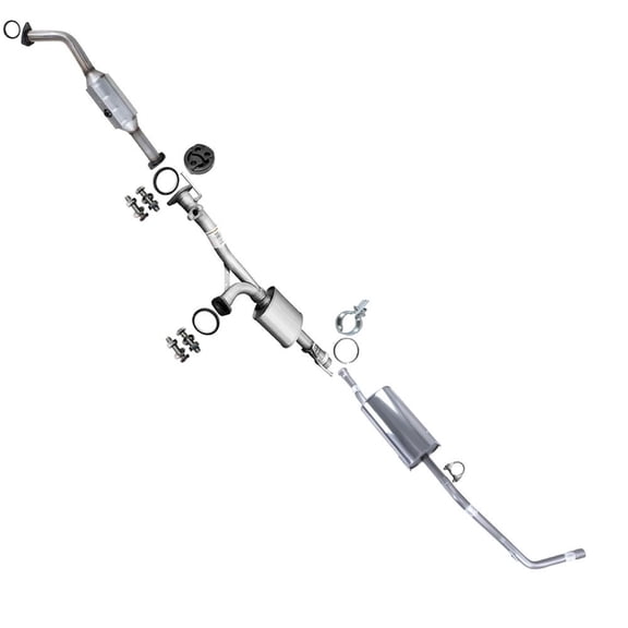 Northeastern Exhaust Passenger Side Catalytic, Resonator & Muffler with Hanger Fits 2003-2004 Toyota Tundra 4.7L (128.3" Wheelbase Only) - Direct Fit EPA-Approved | Stainless Steel System Kit