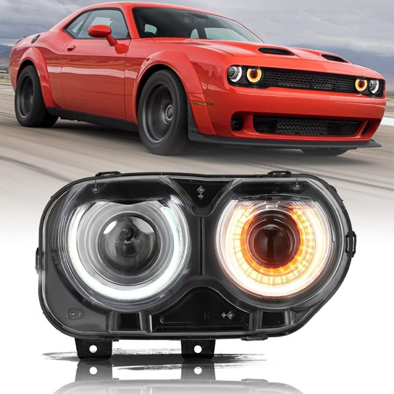 Passenger Side Headlights Headlamps W/LED DRL For 2015-2018 Dodge Challenger