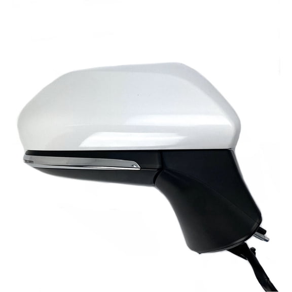 Passenger Side Mirror with Blind Spot Monitoring, Power Adjustment, Heated Glass, and Turn Signal - Paintable White Finish