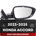 thumbnail image 1 of Passenger Side Power Side View Mirror with Integrated Turn Signal - Compatible with 2023-2025 Honda Accord - Power Adjust, Turn Signal, Manual Folding - Paintable Textured Black - OEM 76208-30B-A01, 1 of 6