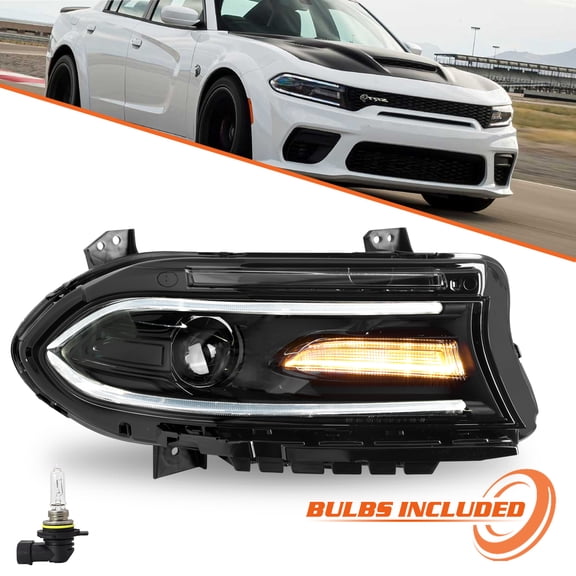 Passenger Side W/Bulbs For 2015-2020 Dodge Charger Headlight Halogen W/ LED DRL