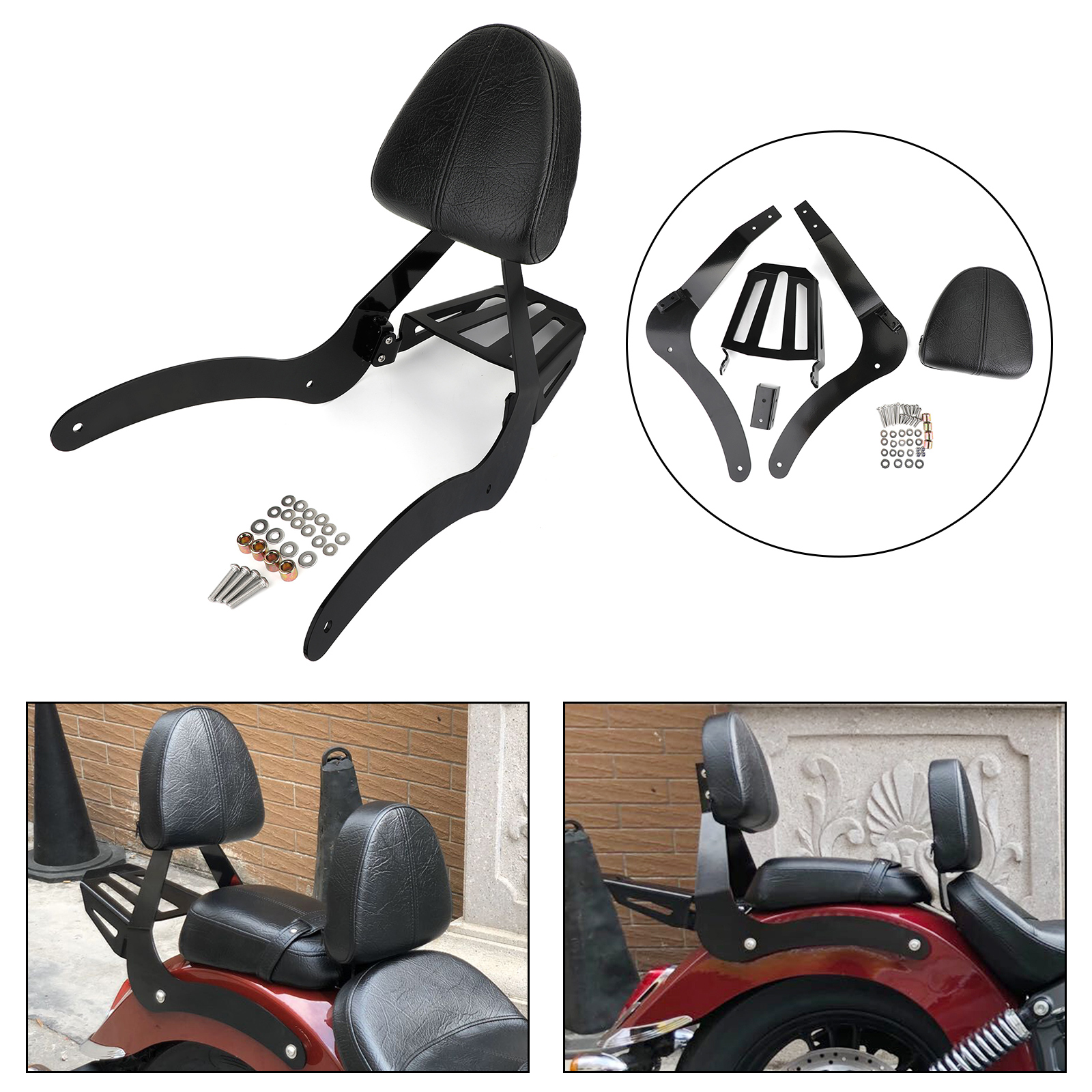 SLMOTO Passenger Backrest & Sissy Bar Luggage Rack For Indian Scout & Scout Sixty (2015-2023)