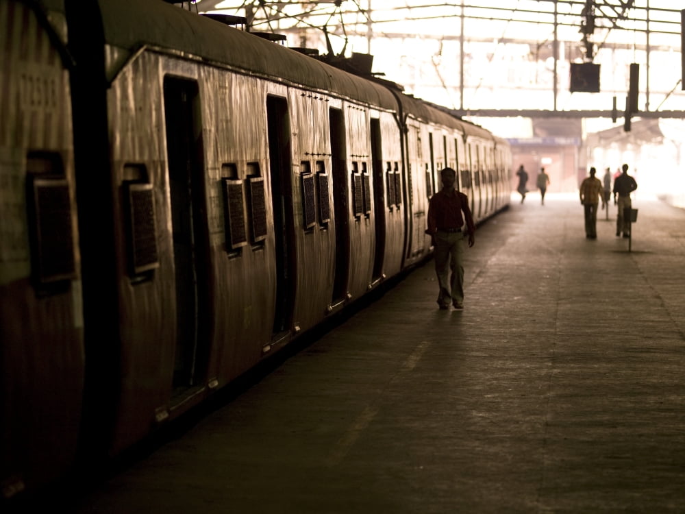 Passengers And Trains In A Train Station MumbaiIndia Canvas Art - Keith Levit Design Pics (18 x 13)